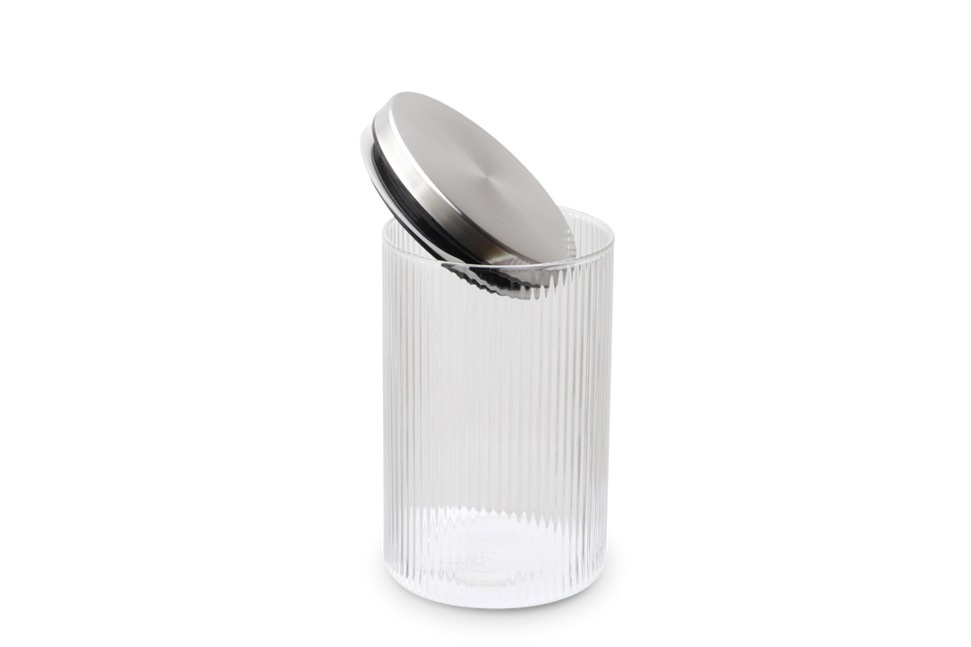 WEIS - Tarro de almacenamiento de vidrio de borosilicato acanalado 800ml
