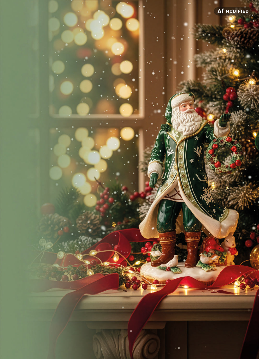 Fitz &amp; Floyd Winter Frost Santa mit Weihnachtskranz 45,5 cm - 2026