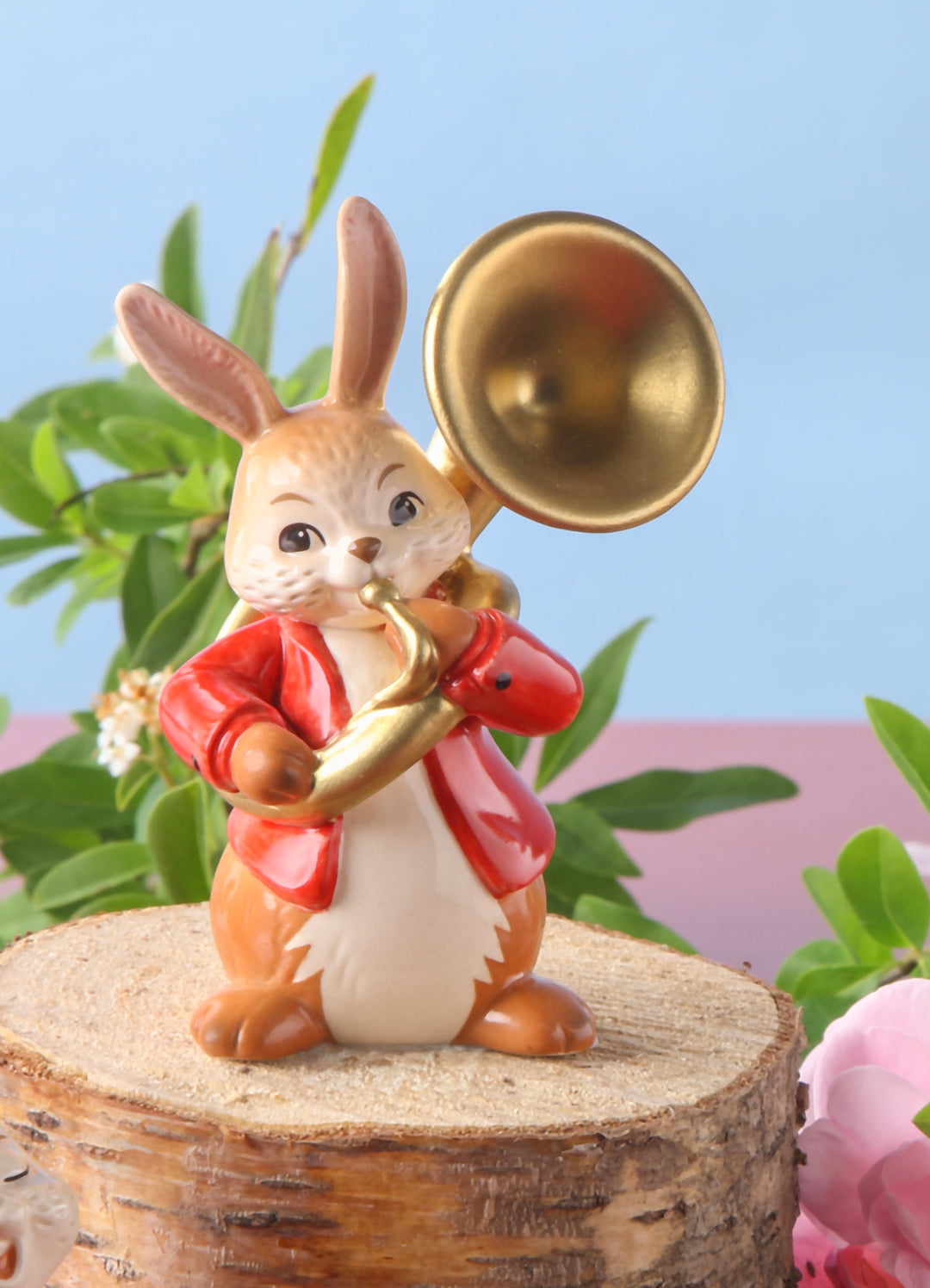 Goebel Cozy Tuba Player 8 cm - Easter Bunny made of Stoneware