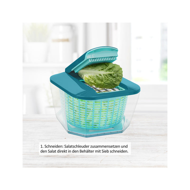 Genius - Nicer Dicer Chef Professional Salad Spinner Set 4-piece, dark petrol