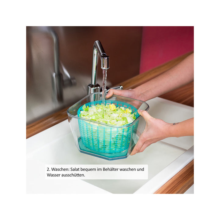 Genius - Nicer Dicer Chef Professional Salad Spinner Set 4-piece, dark petrol