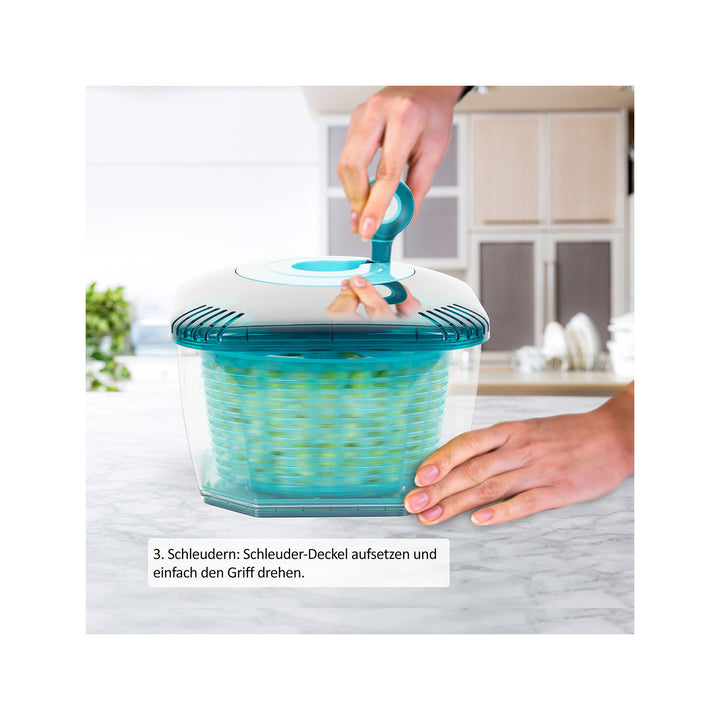 Genius - Nicer Dicer Chef Professional Salad Spinner Set 4-piece, dark petrol