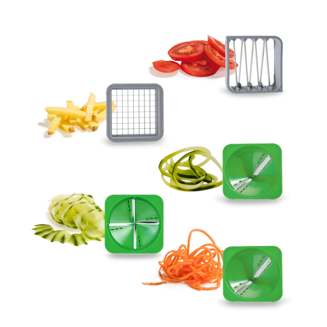 Genius - Nicer Dicer Julietti Spiral Slicer incl. Cutting Inserts (13-piece set), lime green