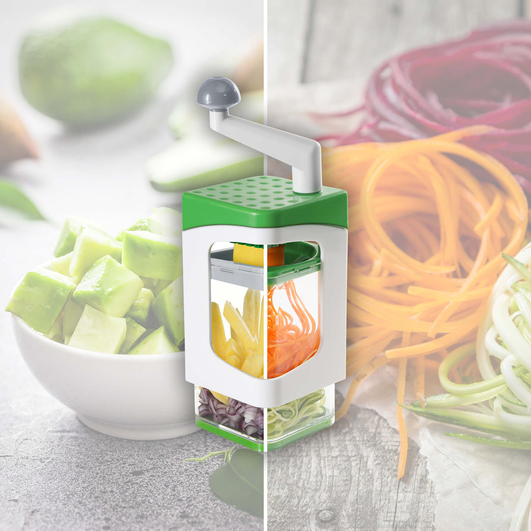 Genius - Nicer Dicer Julietti Spiral Slicer incl. Cutting Inserts (13-piece set), lime green