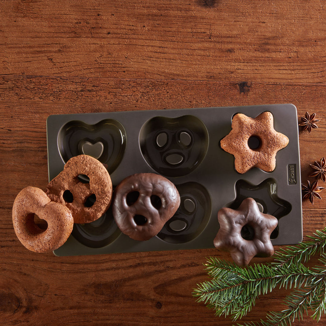 LURCH FlexiForm Lebkuchen Pretzels, Harten, Sterren 17x30cm bruin