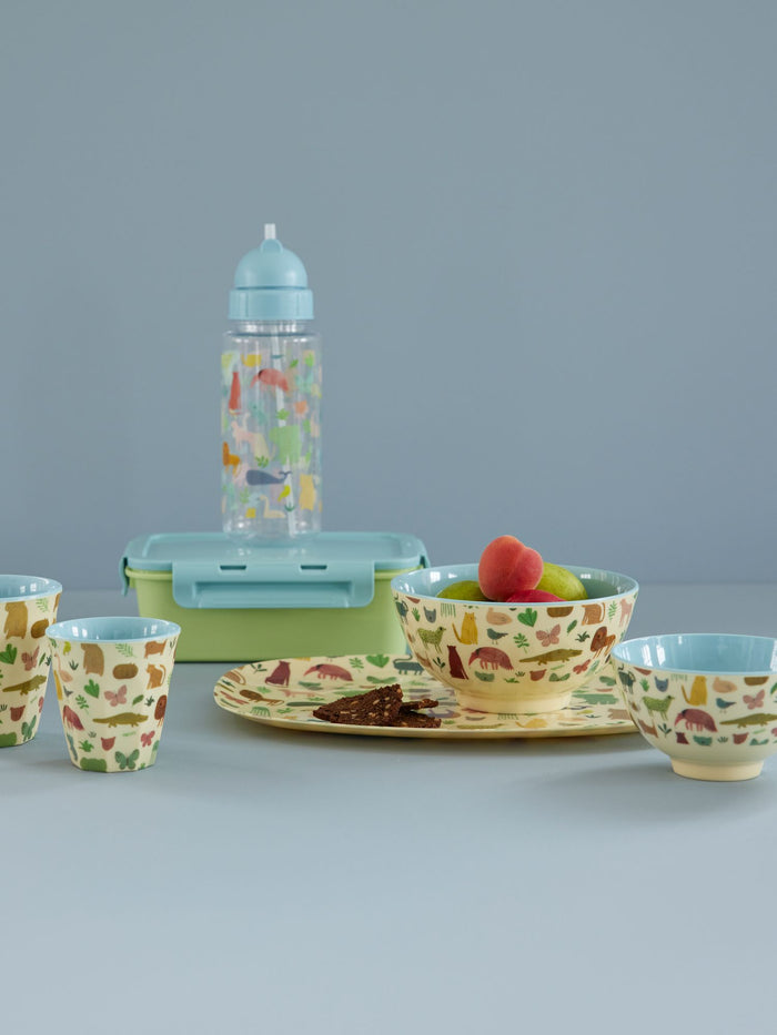 Rijst - Kleine Kinderen Kom - Kleine Kom - Lichtblauw - Sweet Jungle Print, 300 ml