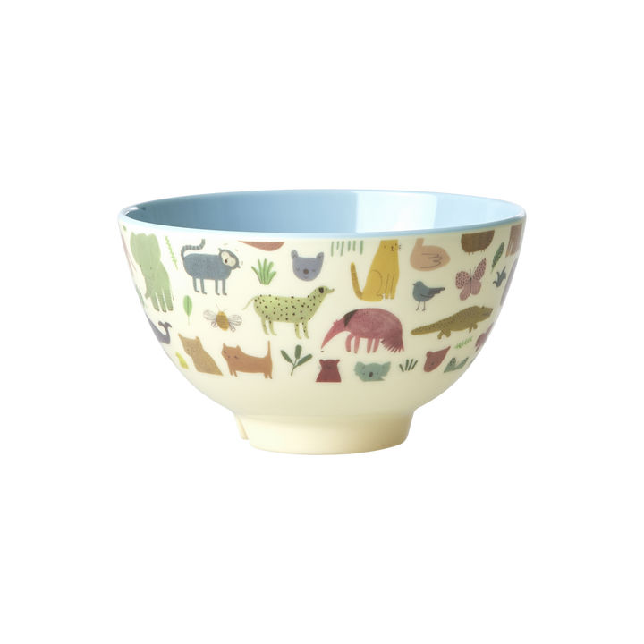 Rijst - Kleine Kinderen Kom - Kleine Kom - Lichtblauw - Sweet Jungle Print, 300 ml