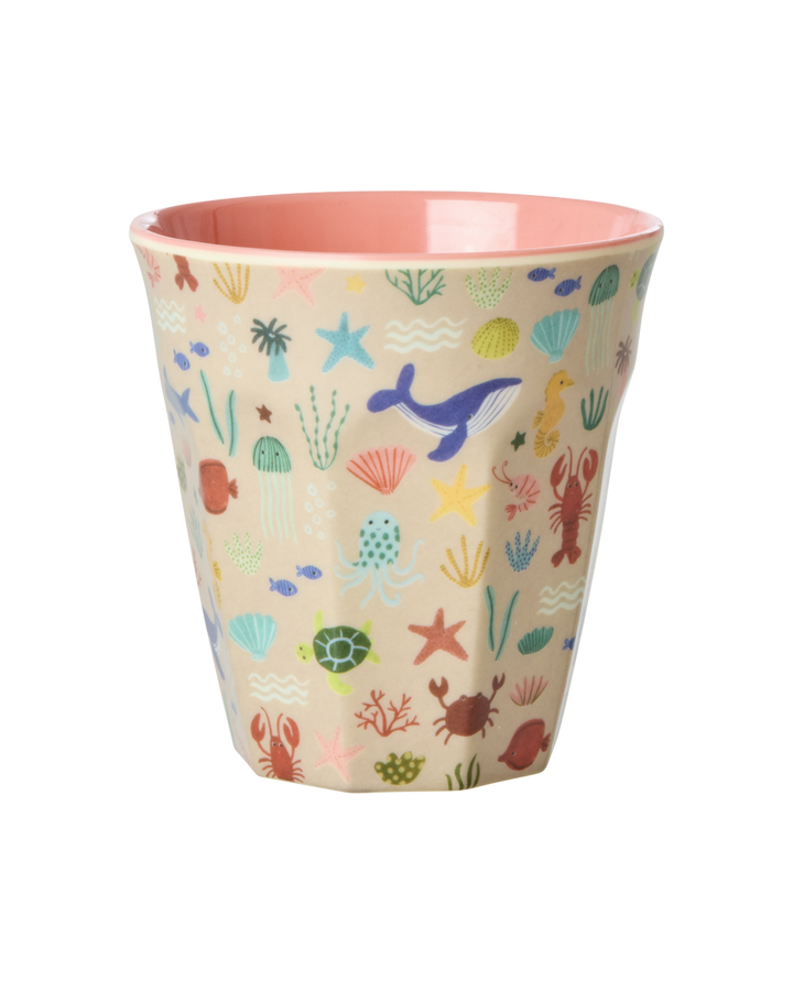 Rice - Mittelgroße Kinderbecher - Koralle - Ocean Print, 250ml