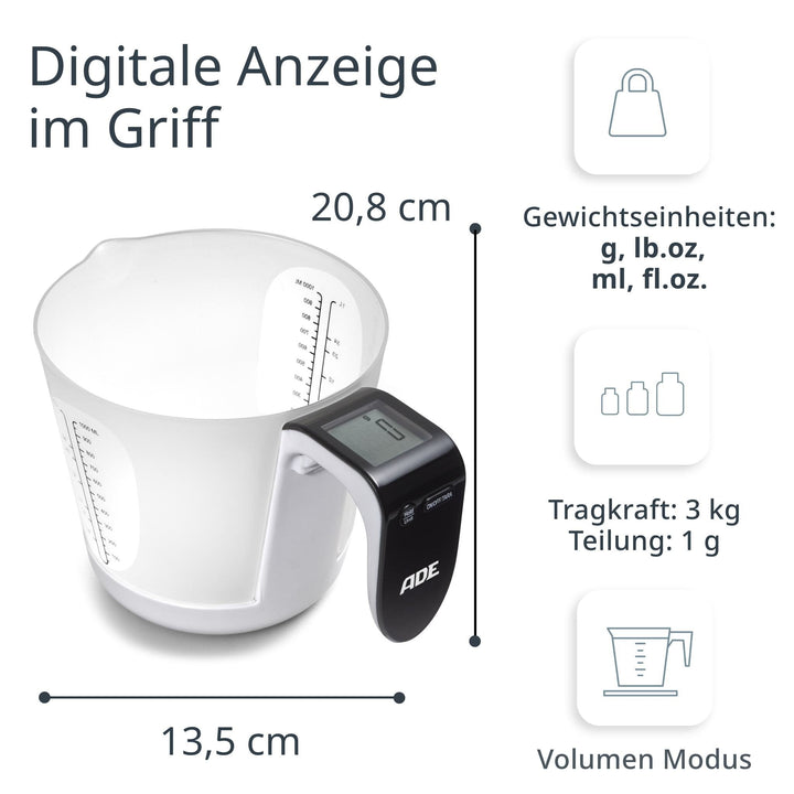 ADE-KE919 - ADE digitale Messbecherwaage Franca - 20,7 cm 1 Liter