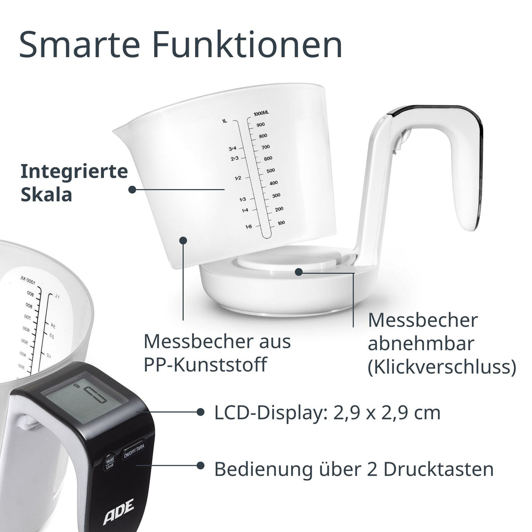 ADE-KE919 - ADE digitale Messbecherwaage Franca - 20,7 cm 1 Liter