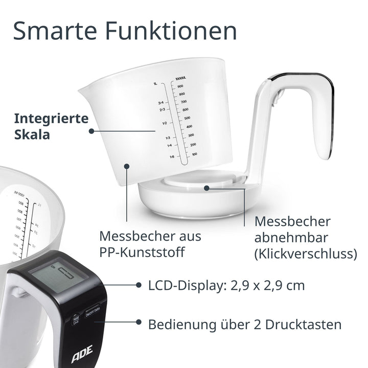 ADE-KE919 - ADE digitale Messbecherwaage Franca - 20,7 cm 1 Liter