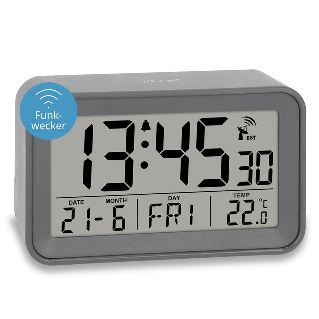 ADE-CK2306 - ADE - Digitaler DCF - Funkwecker in grau