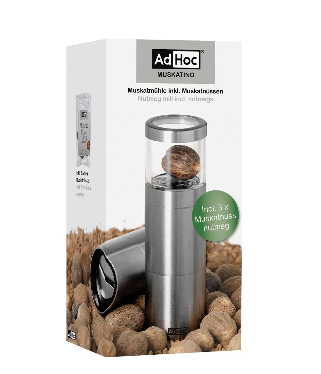 AdHoc - X - PM87_20 - AdHoc, set cadou râșniță de nucșoară MUSKATINO cu 3 nuci de nucșoară de calitate