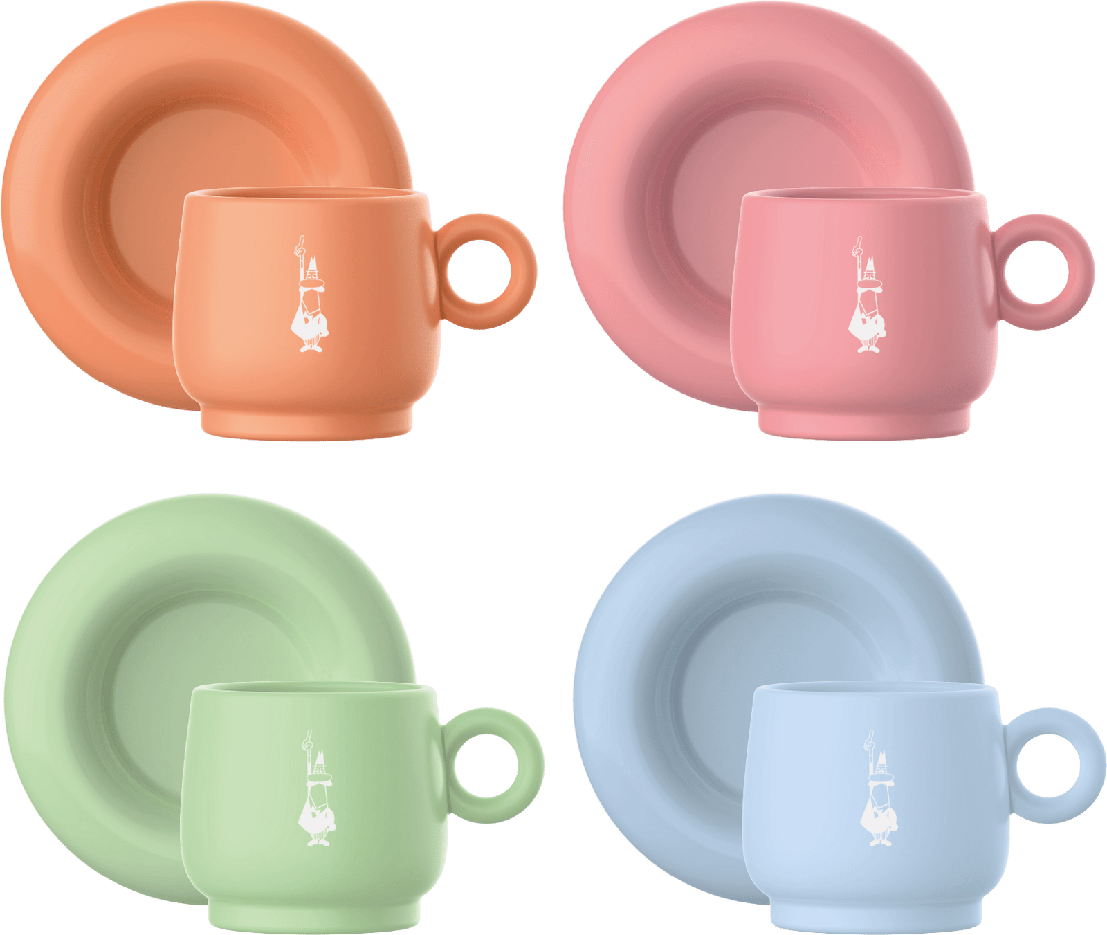 BIA-PFRUIT003 - Bialetti, Mercato Della Frutta 4er Set Espressotassen, 90 ml und Untertasse, bunt