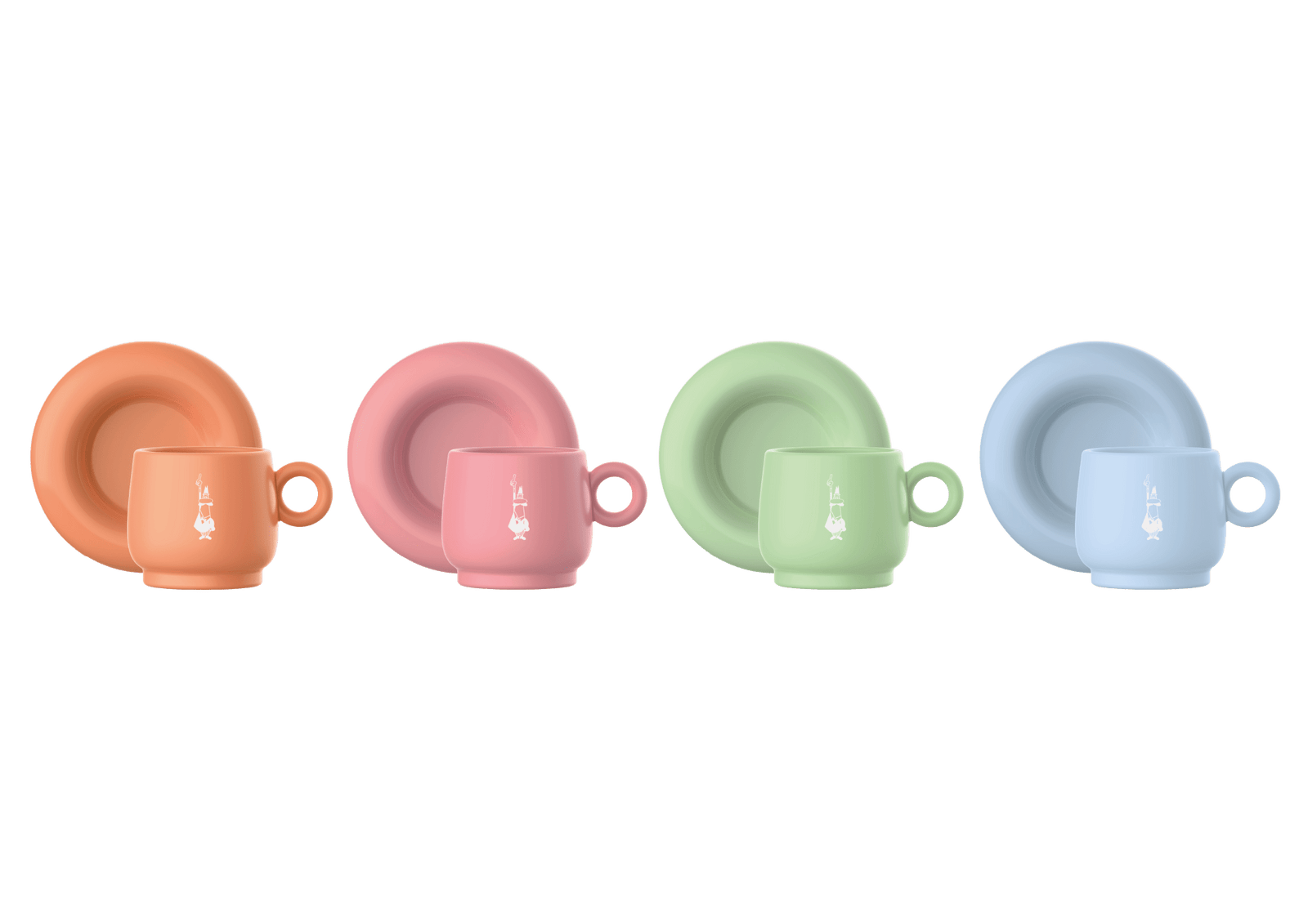 BIA-PFRUIT003 - Bialetti, Mercato Della Frutta 4er Set Espressotassen, 90 ml und Untertasse, bunt