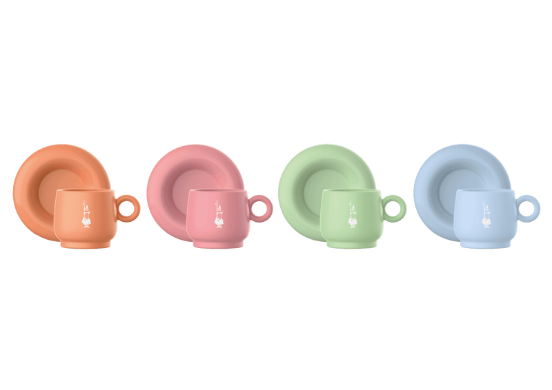 BIA-PFRUIT003 - Bialetti, Mercato Della Frutta 4er Set Espressotassen, 90 ml und Untertasse, bunt