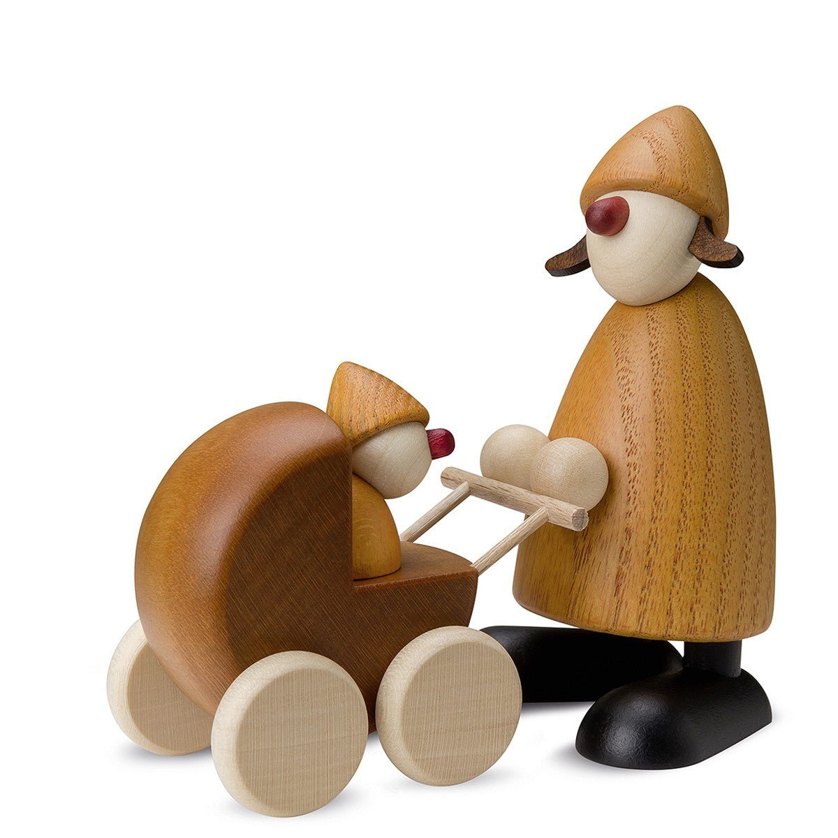 KOE-5070gelb - Bjoern Koehler - 'Gratulantin Paula mit Kinderwagen, gelb, klein, 8,5cm'