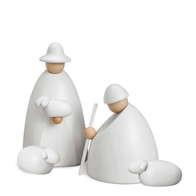 KOE - 120W - Bjoern Koehler - Hirtengruppe mit zwei Schafen, klein, weiß, Set mit 4 Figuren