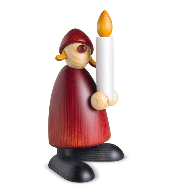 KOE-7434 - Bjoern Koehler - 'Kerstvrouw met kaars, groot, rood, 17/19 cm'