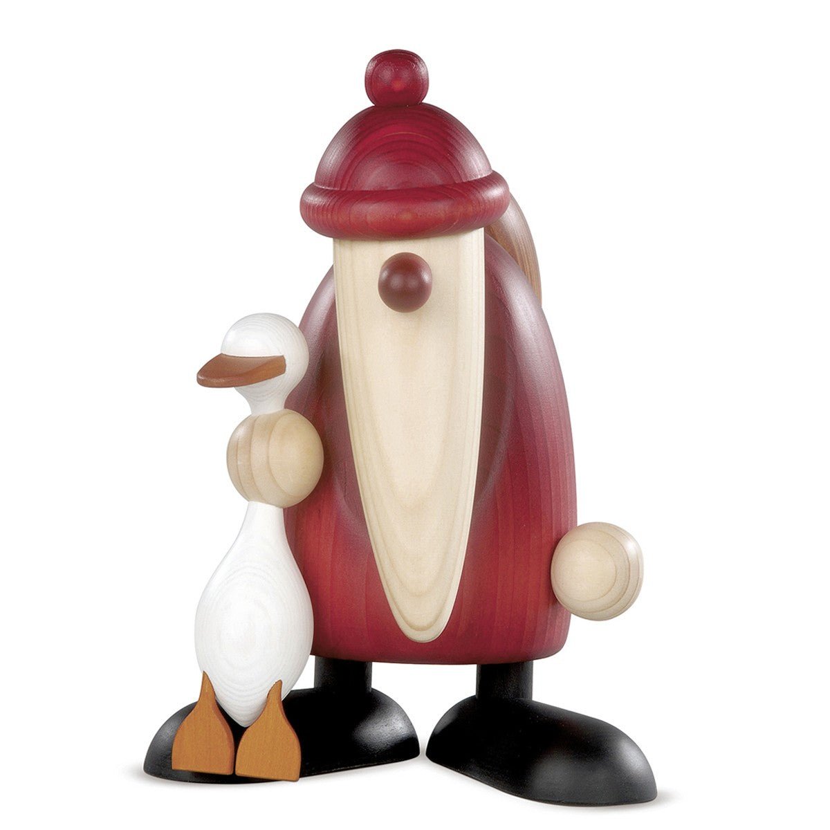 KOE - 7095 - Bjoern Koehler - Weihnachtsmann mit Weihnachtsgans Auguste, groß, rot 18cm