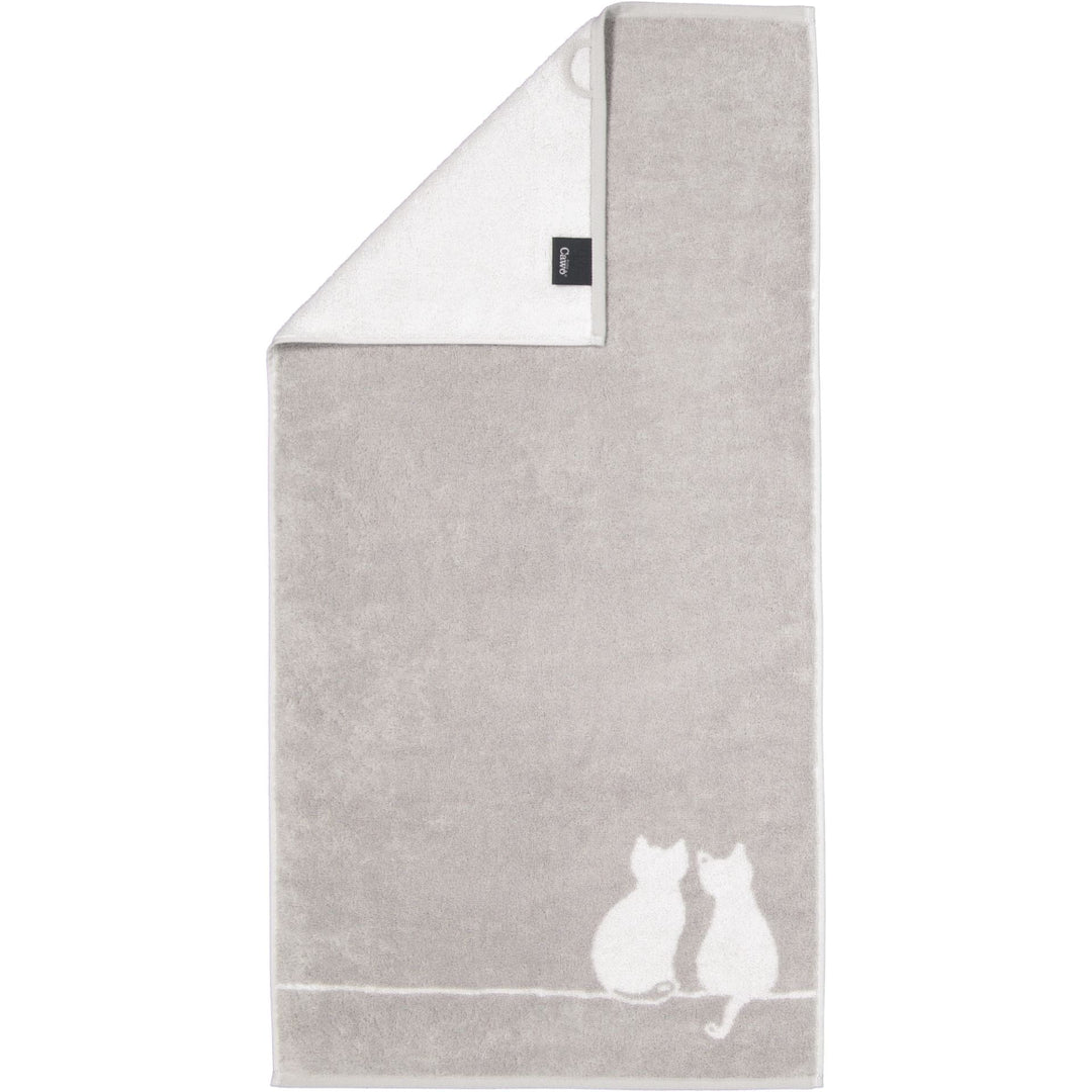 CAW-6263-76-s30/50 - Cawö - Gästetuch - Cute Cats You &amp; Me - platin/weiß, 30/50cm