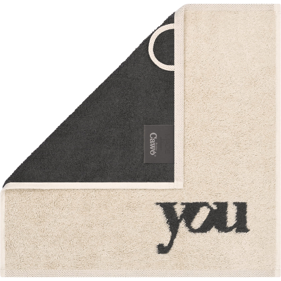 CAW-6285-37-s30/30 - Cawö - Seiftücher, Heart Beats You &amp; Me, 3er Set, natur/basalt, 30/30cm