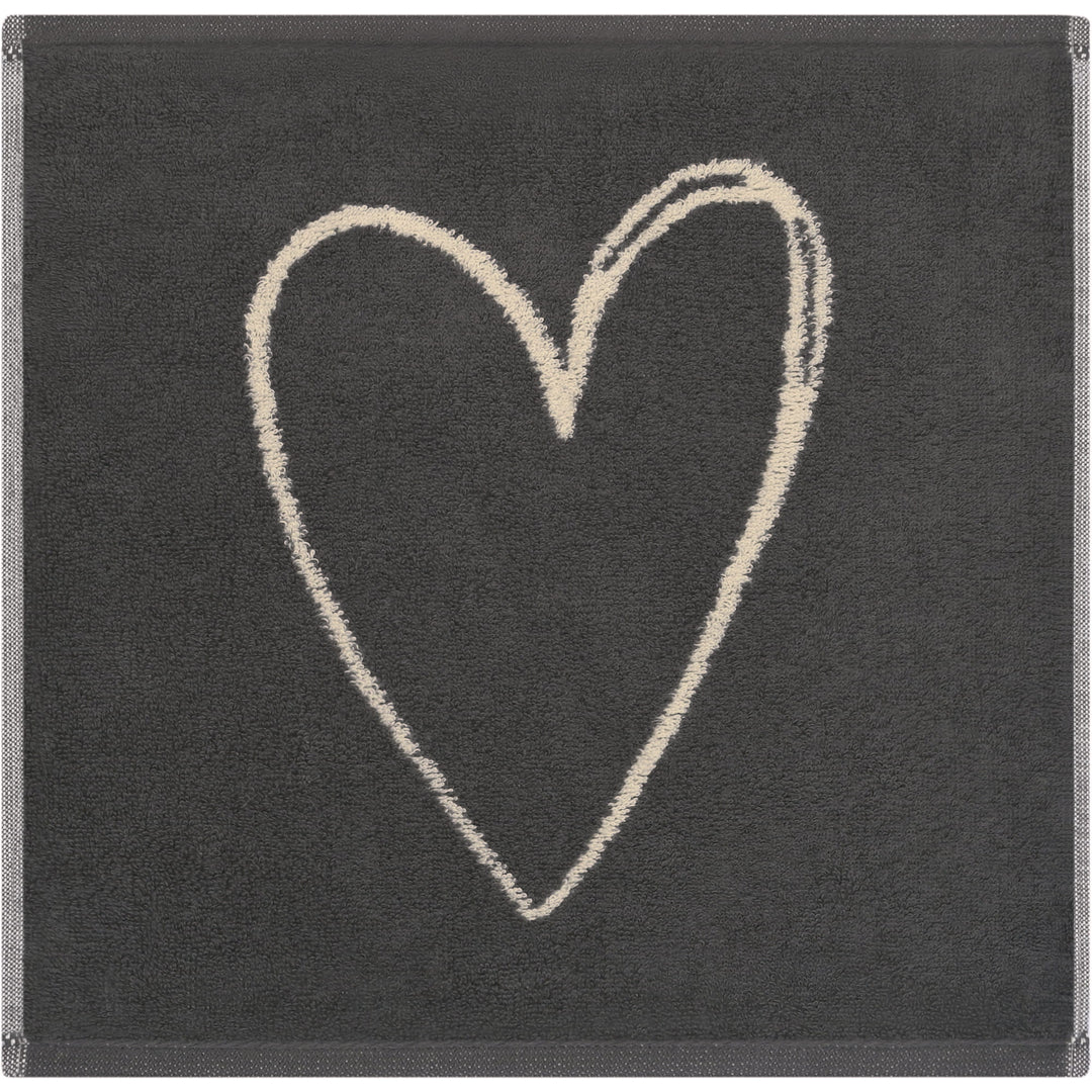 CAW-6285-37-s30/30 - Cawö - Seiftücher, Heart Beats You &amp; Me, 3er Set, natur/basalt, 30/30cm