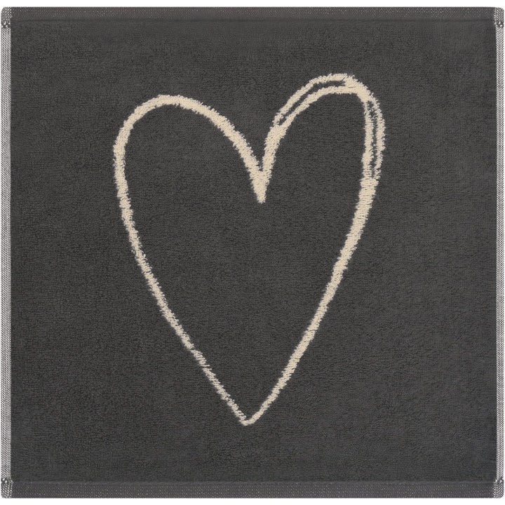 CAW-6285-37-s30/30 - Cawö - Seiftücher, Heart Beats You &amp; Me, 3er Set, natur/basalt, 30/30cm