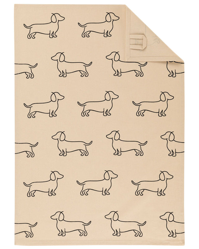 CAW-6246-93-s50/70 - Cawö We Love Dogs Geschirrtuch Dackel Schwarz-Beige 50x70 cm