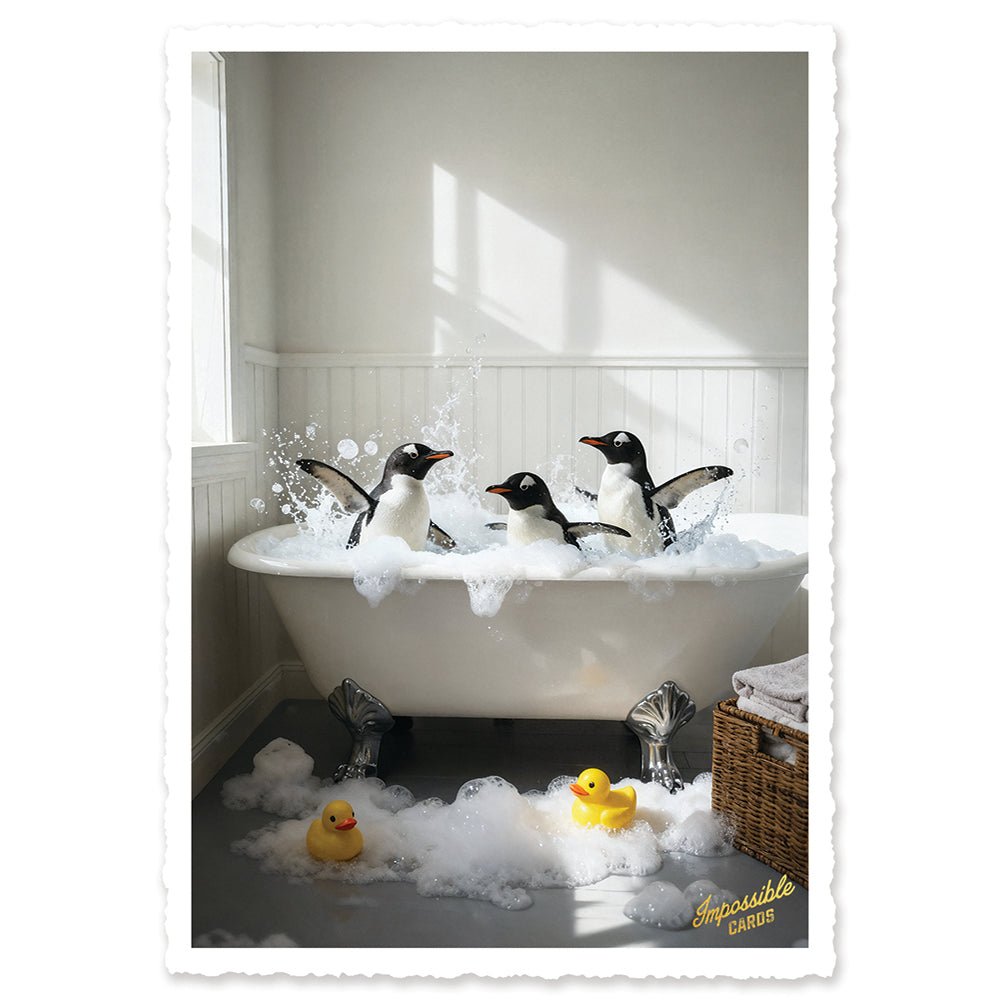 CHI-IC268 - chic.mic - Impossible Card Postkarte - bathing pinguins