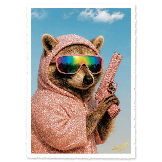 CHI-IC223 - chic.mic - Impossible Card Postkarte - cool raccoon