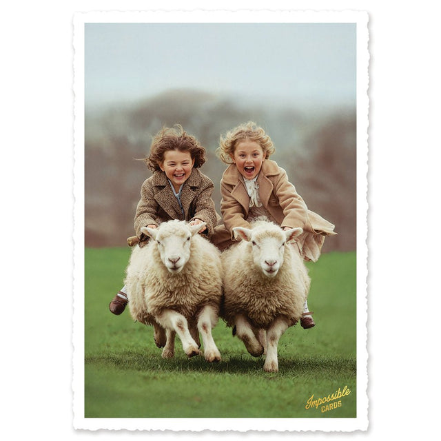 CHI-IC222 - chic.mic - Impossible Card Postkarte - riding a sheep