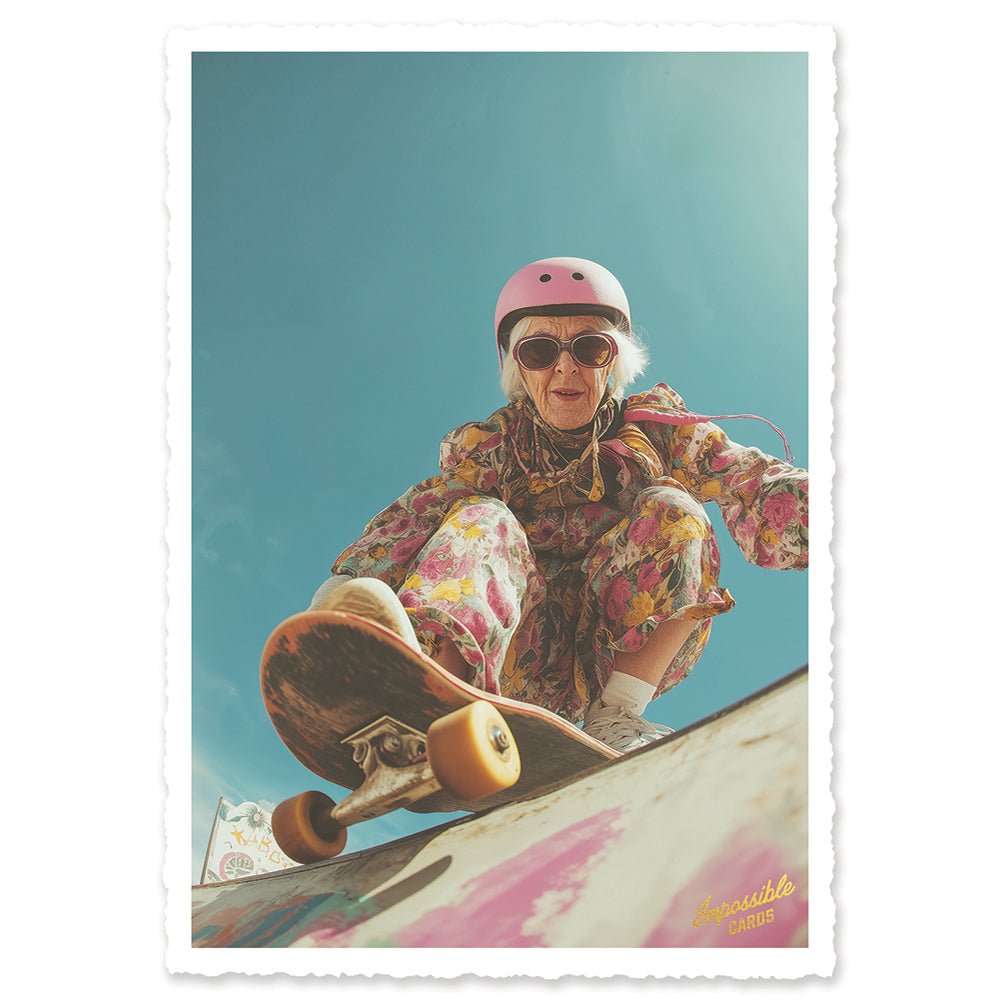 CHI-IC262 - chic.mic - Impossible Card Postkarte - skating granny