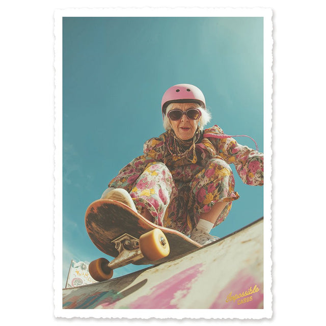 CHI-IC262 - chic.mic - Impossible Card Postkarte - skating granny