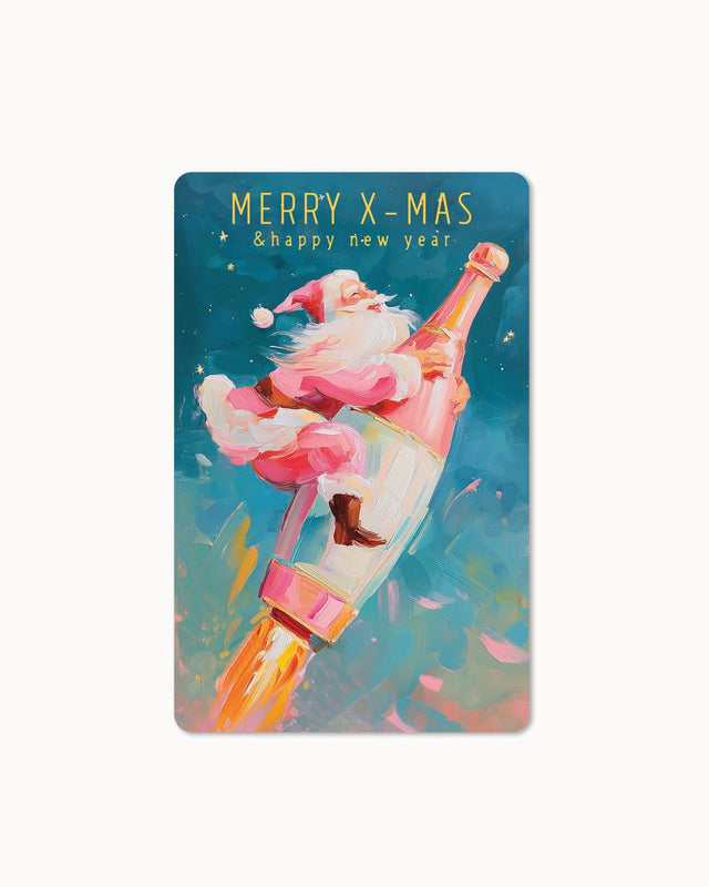 CHI-LC760 - Chic.mic, Lunacard Postkarte Champagne Santa - Weihnachtskarte