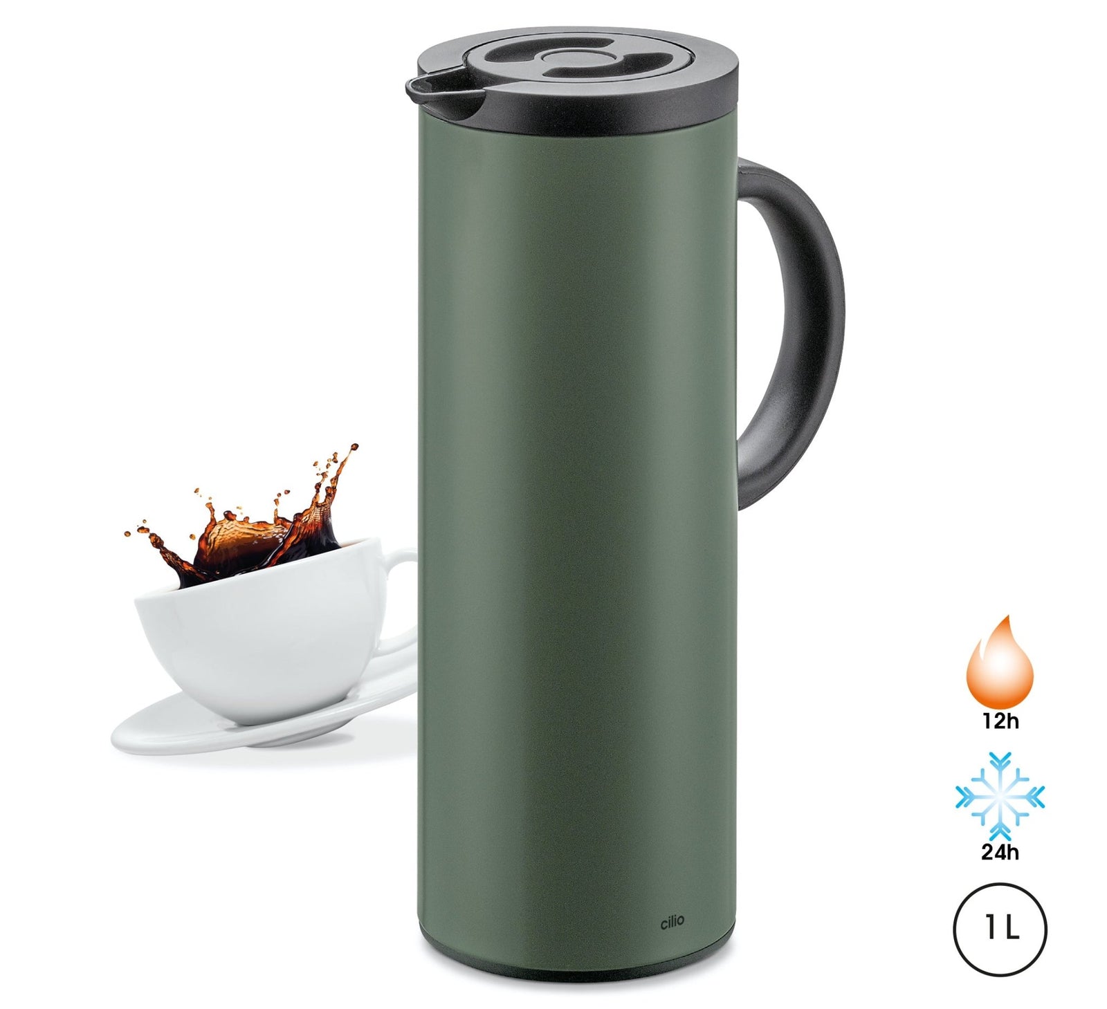 KPR-544947 - Cilio, termoska „Firenze“, barva olivově zelená matná, 1 l