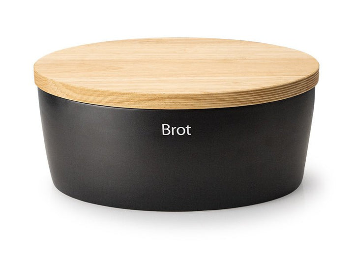 03736000 - Continenta Brottopf oval mit Holzdeckel schwarz 36 x 23 x 15,5cm