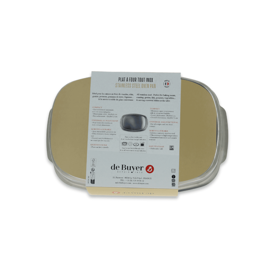 DEB-312438 - De Buyer, Rechteckige Auflaufform Edelstahl 38x26cm