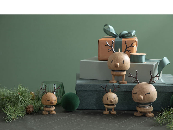 F&amp;H-28047 - F&amp;H Group, Hoptimist Wobbly Figure, Design Reindeer Bimble made of Wood, Medium, 14cm
