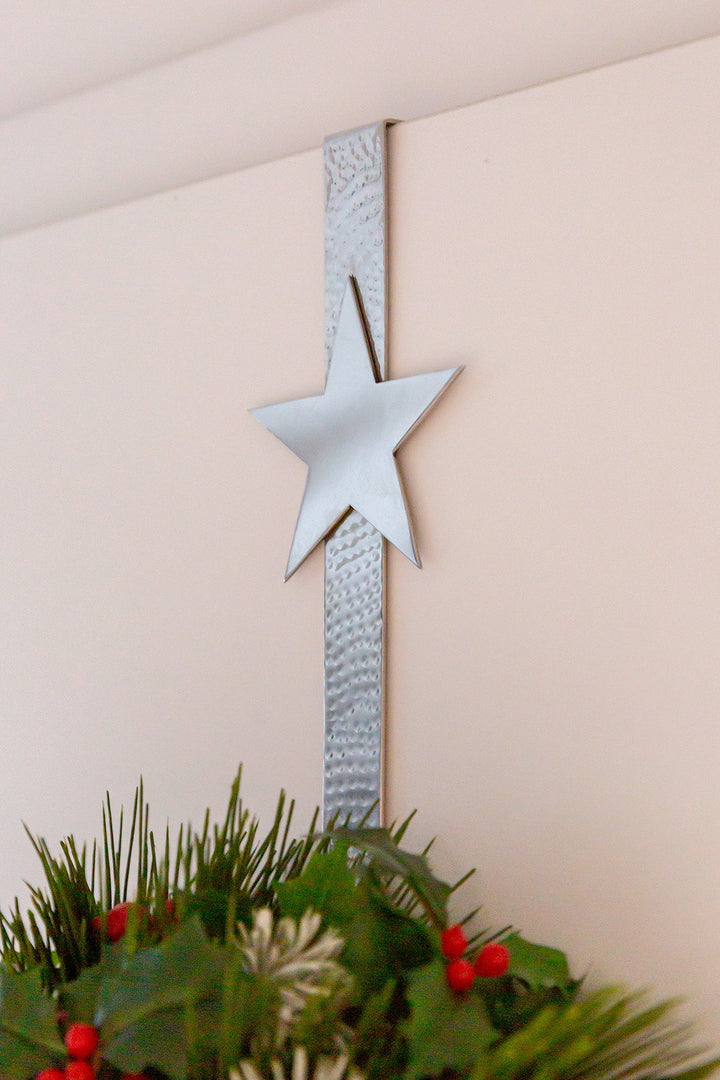 FINK - 151162 - FINK, Türhaken für Kränze mit Stern, Edelstahl gehämmert glatt, Höhe 36cm