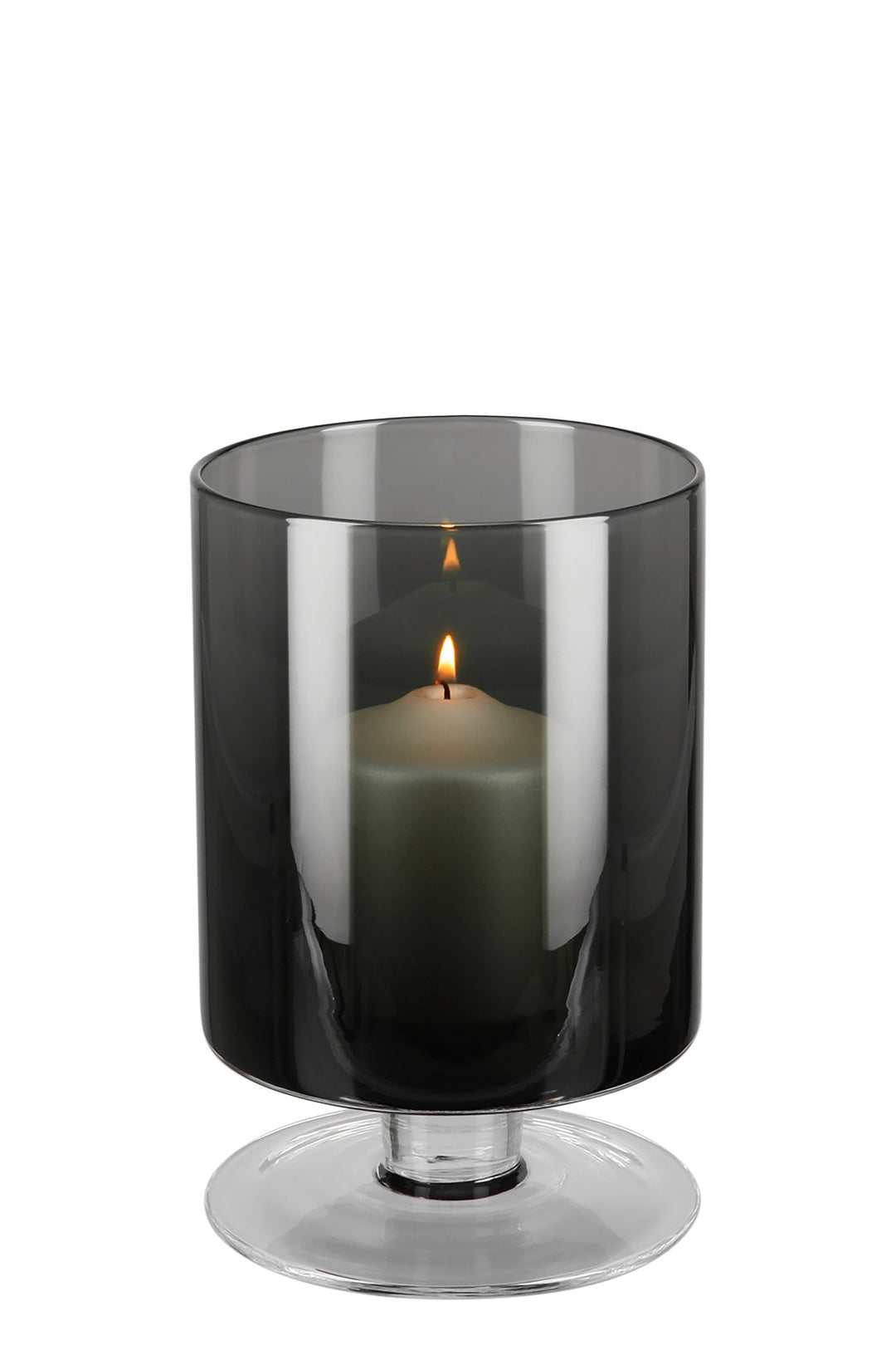 FINK - 115354 - FINK, Viana Vase Windlicht, Glas, grau, Höhe 23cm