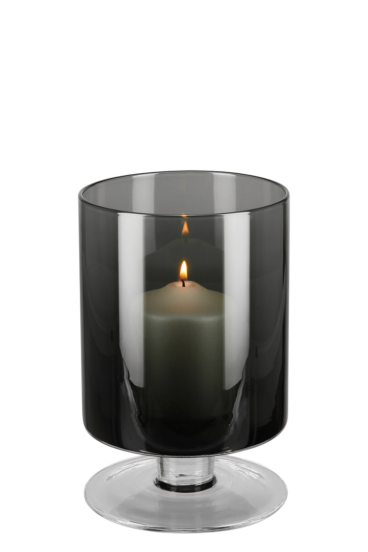 FINK - 115354 - FINK, Viana Vase Windlicht, Glas, grau, Höhe 23cm