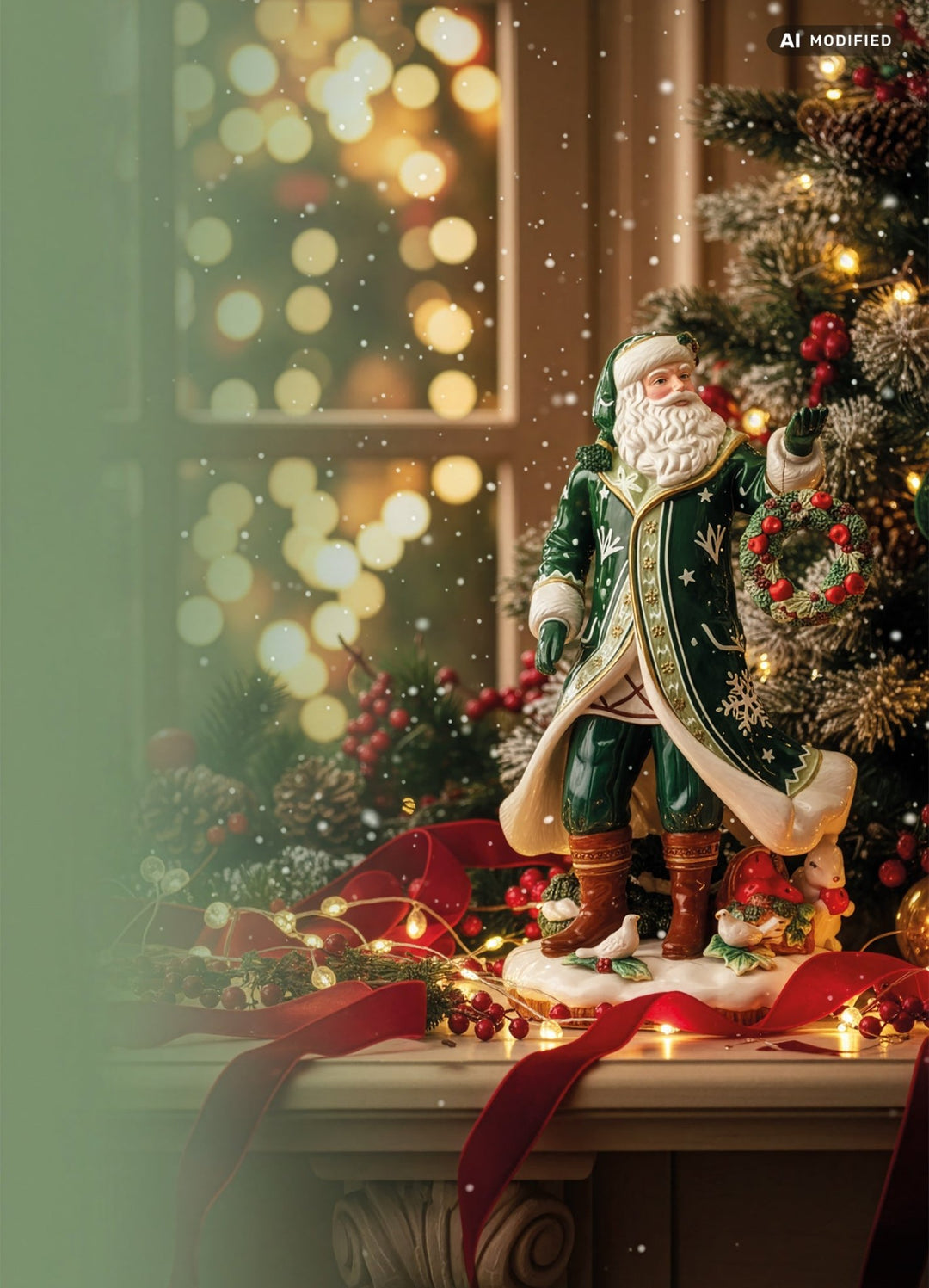 FaF-1026005 - Fitz &amp; Floyd Winter Frost Santa mit Weihnachtskranz 45,5 cm - 2026