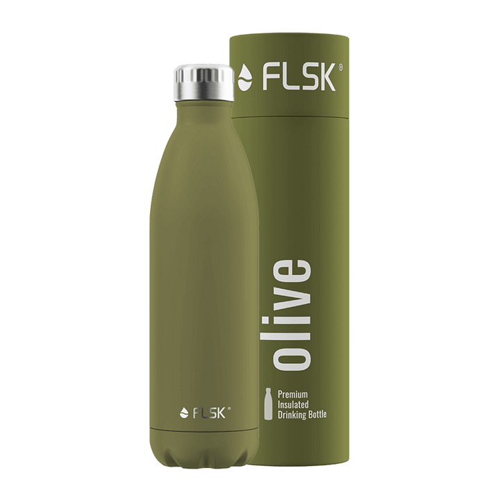 FL-1010-0750-2041 - FLSK Botella de acero inoxidable, olive, 750ml, 28,6cm de alto