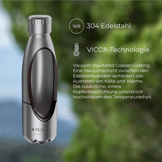 FL - 2010 - 0700 - 0010 - FLSK Trinkflasche mit Becher, stainless, 700ml, 28,8cm hoch