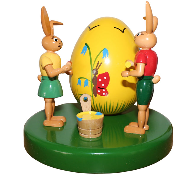 GAH-71141 - Gahlenz - Hasenpärchen mit großem Ei gelb - 12cm