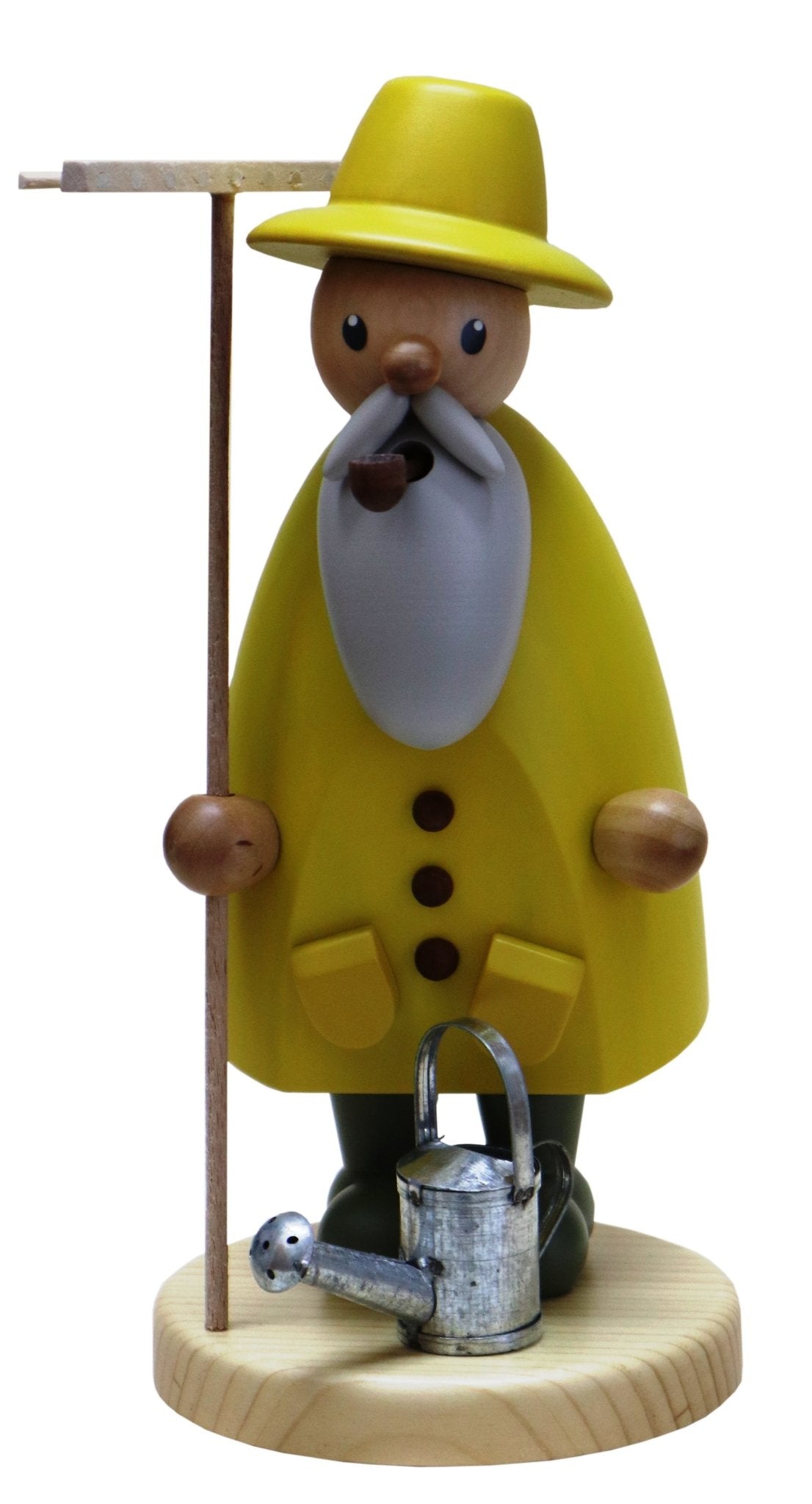 GAH - 16562 - Gahlenz - Füstölőember kertész gereblyével pácolva 27 cm, fafaragás