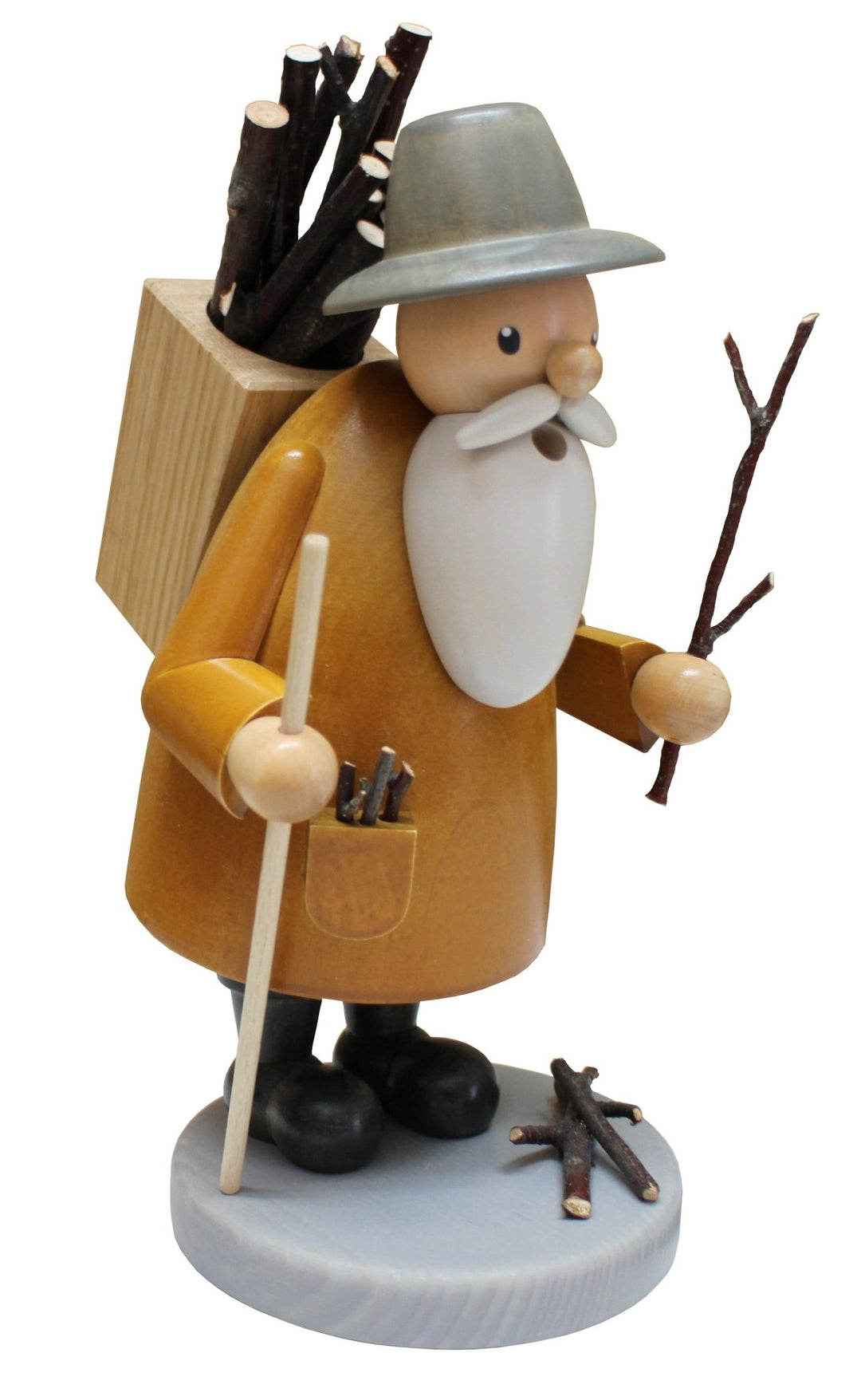 GAH - 16532 - Gahlenz - Smoker Wooden Collector with Walking Stick Stained, 23 cm, Wood Art