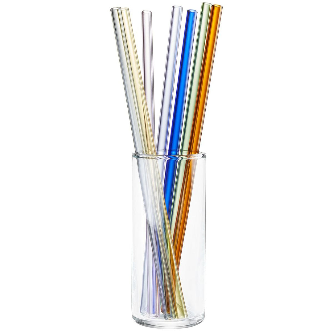 GEF-89439 - Gefu, Glastrinkhalm FUTURE, 23 cm bunt 8 Stück mit Bürste