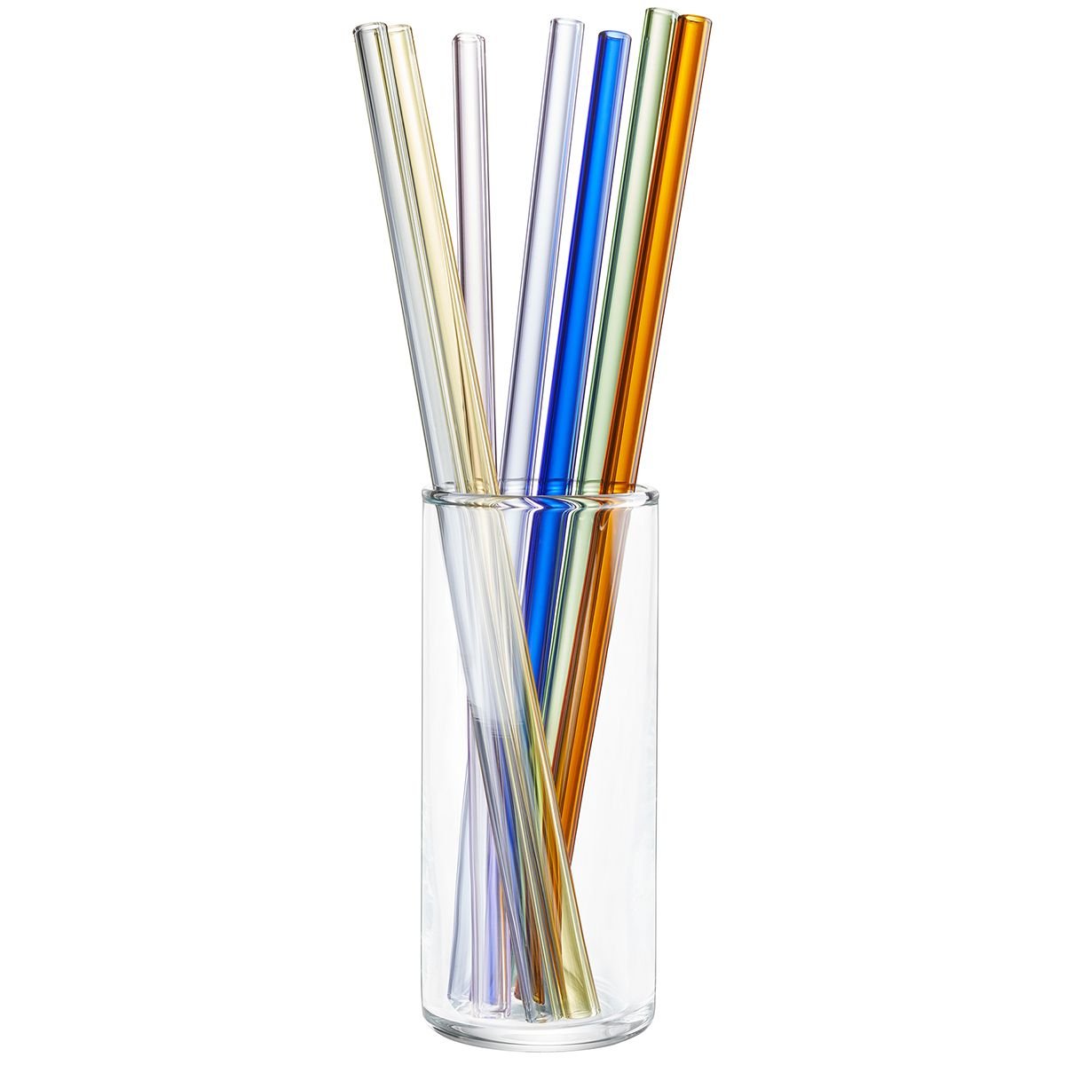 GEF-89439 - Gefu, Glastrinkhalm FUTURE, 23 cm bunt 8 Stück mit Bürste